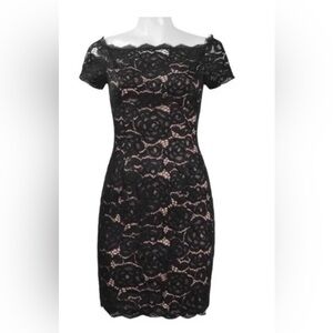Adrianna Papell Black Floral Lace Dress size 12